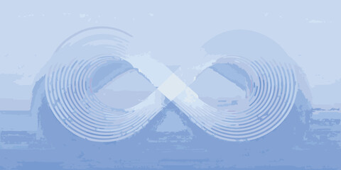 Abstract light blue infinity symbol with circular line pattern background