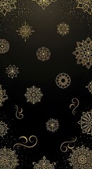 Elegant Golden Snowflakes on a Dark Festive Background.