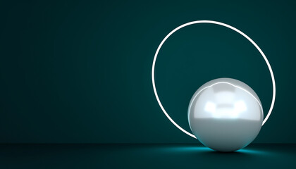 Elegant pearl sphere with glowing halo for modern presentations and designs