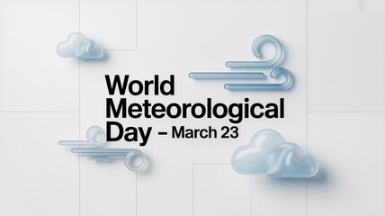World Meteorological Day - March 23 Celebration with Stylized Clouds and Wind Graphics