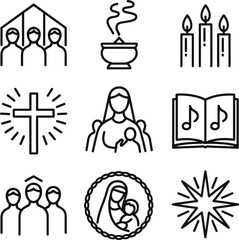 Religious Icons Set Christian Symbols and Figures christianity