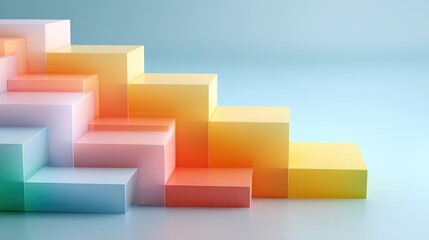 Fototapeta premium Trend chart, layered gradient lines indicating progress, 3D illustration. 