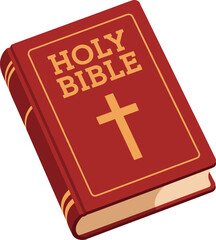 Red Holy Bible with gold cross and lettering book religion