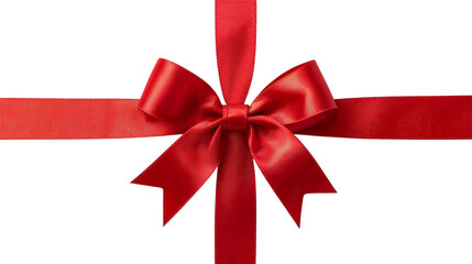 decorative shiny gift red ribbon with tied bow design element.