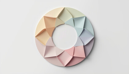 Stunning pastel color wheel design featuring elegant 3D paper folding technique for modern branding and artistic concepts