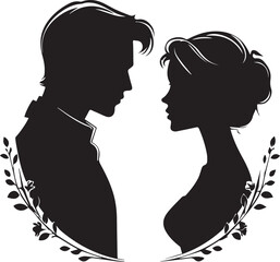 Cameo men women couple face icons black silhouette vector graphic isolated on white background 