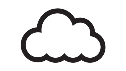 Cloud Icon Black Outline Isolated on White Background Vector Graphic