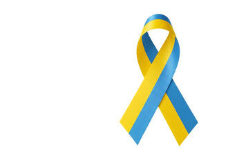 Symbolic blue and yellow ribbon representing support for ukraine, peace, and global awareness.