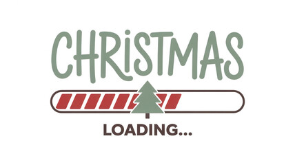 Christmas loading bar with tree isolated on transparent background