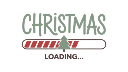 Christmas loading bar with tree isolated on transparent background