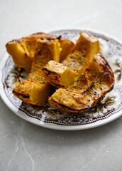 Close up of Roasted Acorn Squash Pieces