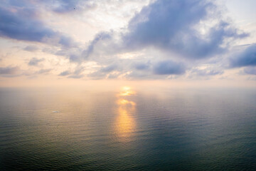 Beautiful beach sunset aerial view