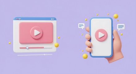 Conceptual digital media playback on website and mobile application interfaces