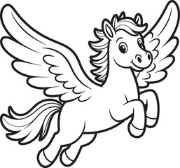Obraz premium Pegasus flying Whimsical cartoon with graceful wings