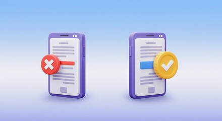 Digital confirmation and rejection icons on smartphones for transaction validation