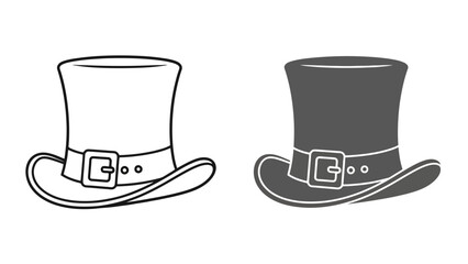 Two top hats, one outlined and one shaded, with buckles.
