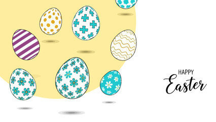 Happy Easter Egg Collection Festive Background with Colorful Decorated Eggs and Celebratory Text