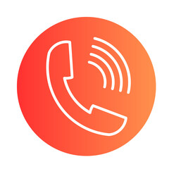 Orange phone icon with sound waves isolated on transparent background