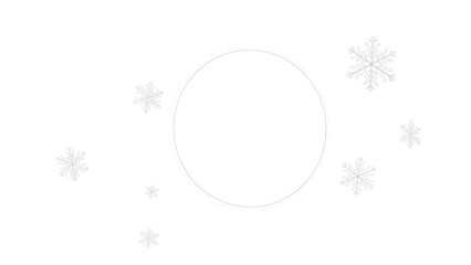 Minimalist White Background with Circular Frame and Subtle Snowflakes
