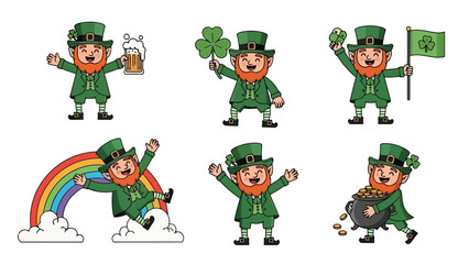 A Collection of Playful Leprechauns Celebrating St Patrick's Day