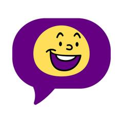 Happy face emoji in a speech bubble isolated on transparent background