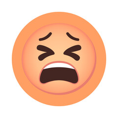 Orange distressed emoji face isolated on transparent background