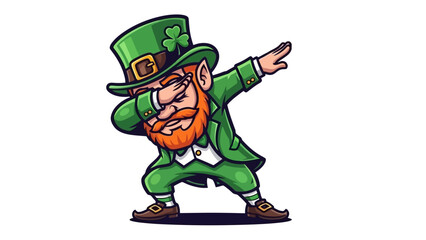 Whimsical cartoon leprechaun showing off a popular dance move, embodying a spirit of fun and good fortune for festive celebrations
