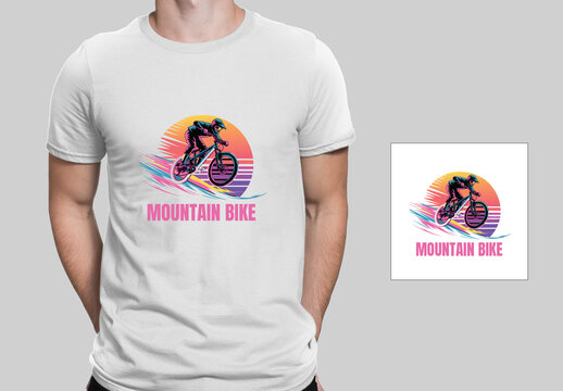 Retro Mountain Ride T Shirt Layout