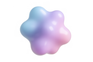 Abstract 3d amoebic blob with smooth pastel gradient color, fluid shape, soft light, transparent background
