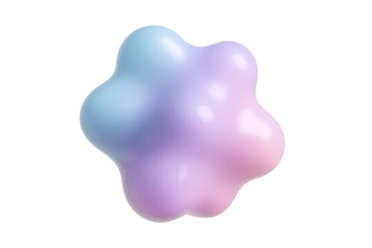 Abstract 3d amoebic blob with smooth pastel gradient color, fluid shape, soft light, transparent background