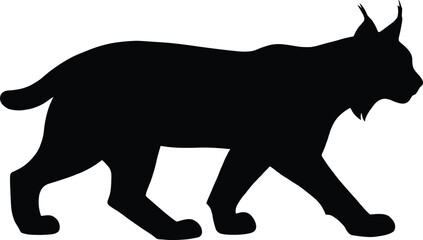 Lynx Wild Cat Silhouette – Isolated on Transparent Background Black Animal Vector Illustration