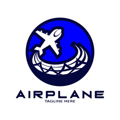 Airplane Logo Design. Creative vector icon with modern shape. Vector illustration.