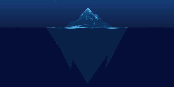 Iceberg illustration showing the tip and hidden mass under water