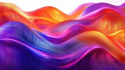 Obraz premium Abstract digital waves in flowing curves with vibrant gradients of orange, purple, pink, and red, creating a smooth, dynamic, and energetic visual effect