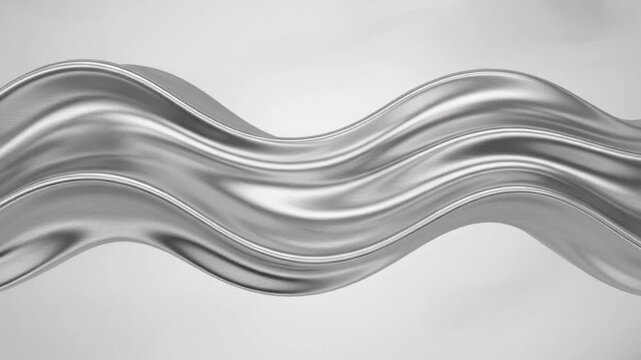 Abstract Wavy Metallic Ribbon with Brushed Texture and Soft Lighting silver wave