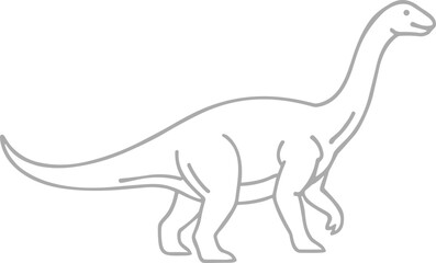 Minimal Dinosaur Outline Illustration – Isolated on Transparent Background Long-Neck Sauropod Line Art Vector