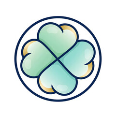 Circular Four Leaf Clover Emblem