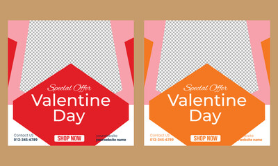 Happy Valentine's Day discount sale Instagram or social media post template
