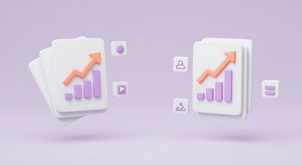 Growing business graph presentation with social media icons background illustration