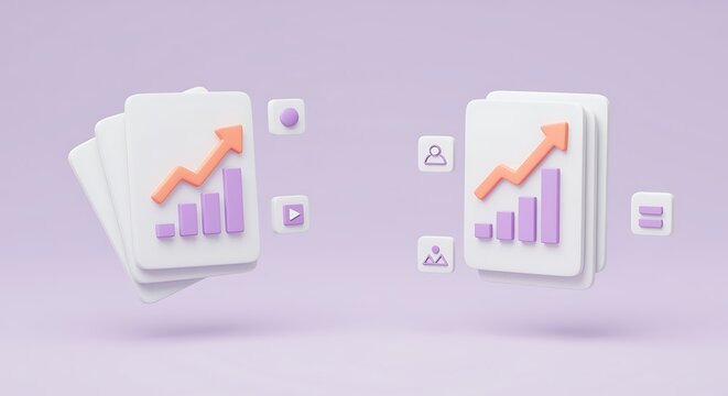 Growing business graph presentation with social media icons background illustration - Powered by Adobe