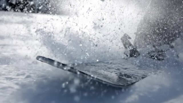 Snowboarder Falling and Crashing Into Snow in Slow Motion