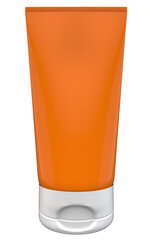 Cosmetic tube orange color 3D render isolated illustration