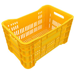 empty shopping basket Yellow 3D render isolated illustration