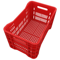 empty shopping basket Red 3D render isolated illustration