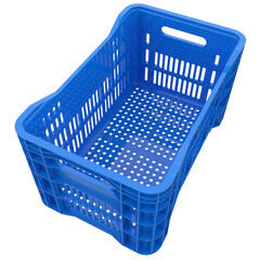 empty shopping basket blue 3D render isolated illustration
