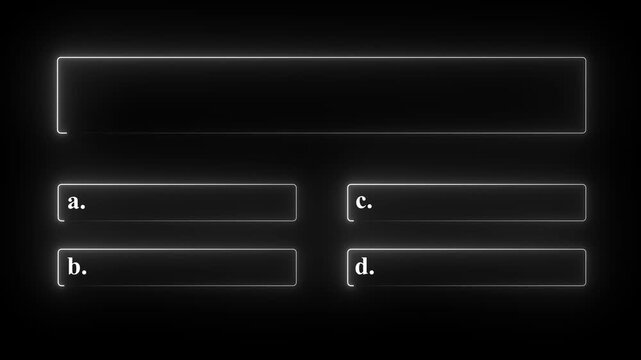 MCQ ABCD Option Frame Box Animation for Adobe Stock: Multiple Choice Quiz Template, Education & Presentation Graphics.