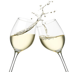 White Wine Glasses Clinking with a Dynamic Splash