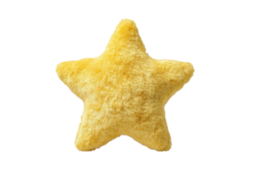 Fluffy yellow star shaped pillow isolated on black background soft, Png On White Background, Isolated on Transparent Background, Cut Out
