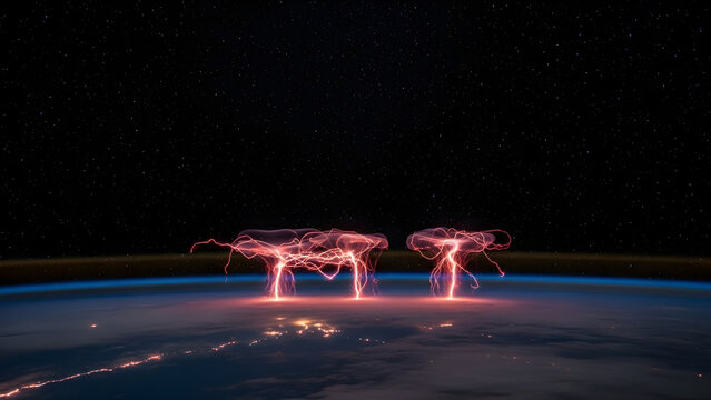 Spectacular Sprites Above Earth: Mesmerizing Transient Luminous Events Captured from Space Station Orbiting Earth 