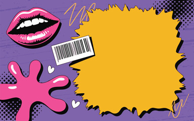 Vibrant pop art background with splashy colors and a blank yellow space for text, perfect for a bold and playful design project or social media graphic